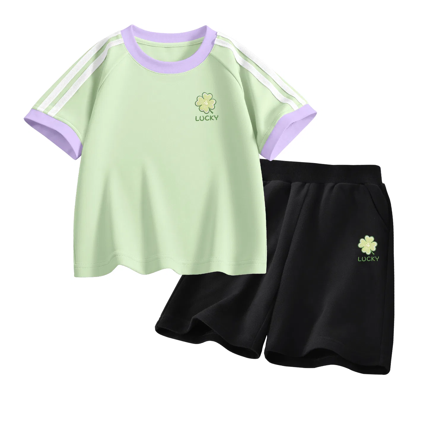 Детский спортивный костюм Casual Sportswear 2 Piece Set Disney, Di Four-Leaf K Milk Green+Di Four-Leaf K Black