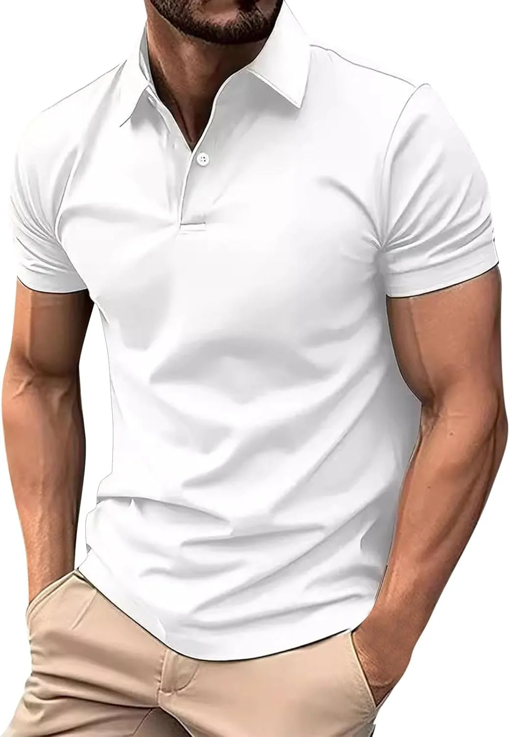 

Мужская футболка-поло с коротким рукавом и классическим воротником