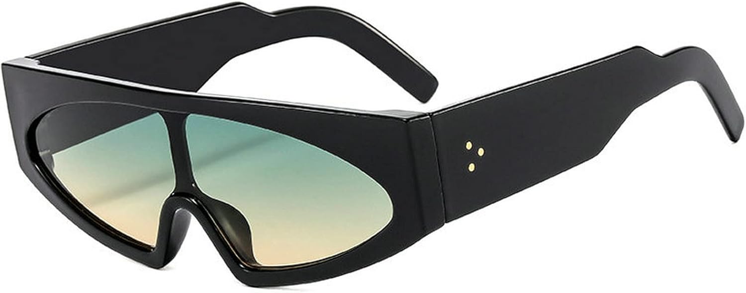 

COTIA Модные солнцезащитные очки «кошачий глаз» для женщин, ретро, ​​цельные, с градиентным переходом цвета, защита от УФ-излучения UV400, для мужчин, трендовые, с желейными цветными заклепками, Black Green