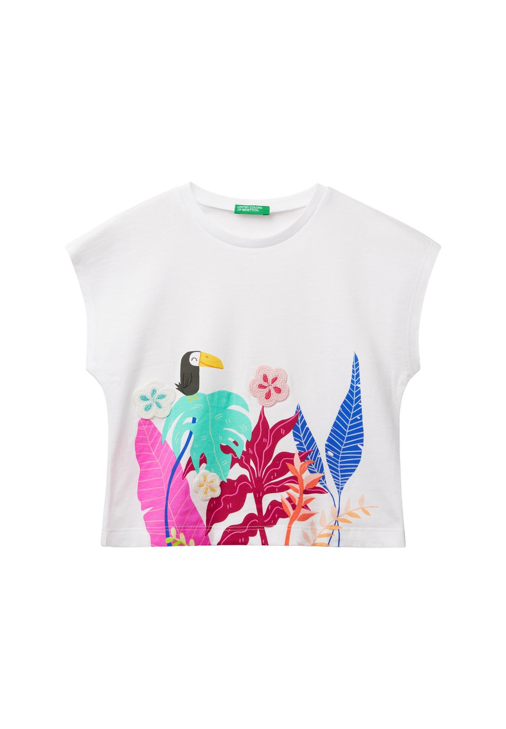 

Футболка с принтом APPLIQUE United Colors of Benetton, белый