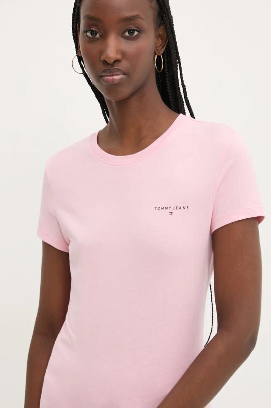 

Хлопковая футболка Tommy Jeans, розовый