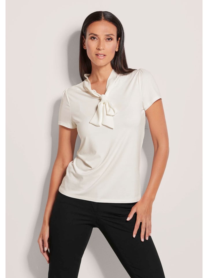 

MADELEINE Футболка с короткими рукавами и завязкой на шее, кремового цвета, Бежевый, MADELEINE Футболка с короткими рукавами и завязкой на шее, кремового цвета