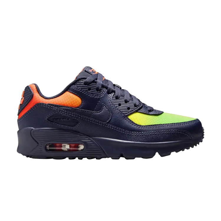 

Кроссовки Nike Air Max 90 Leather GS 'Blackened Blue Lemon Venom', синий