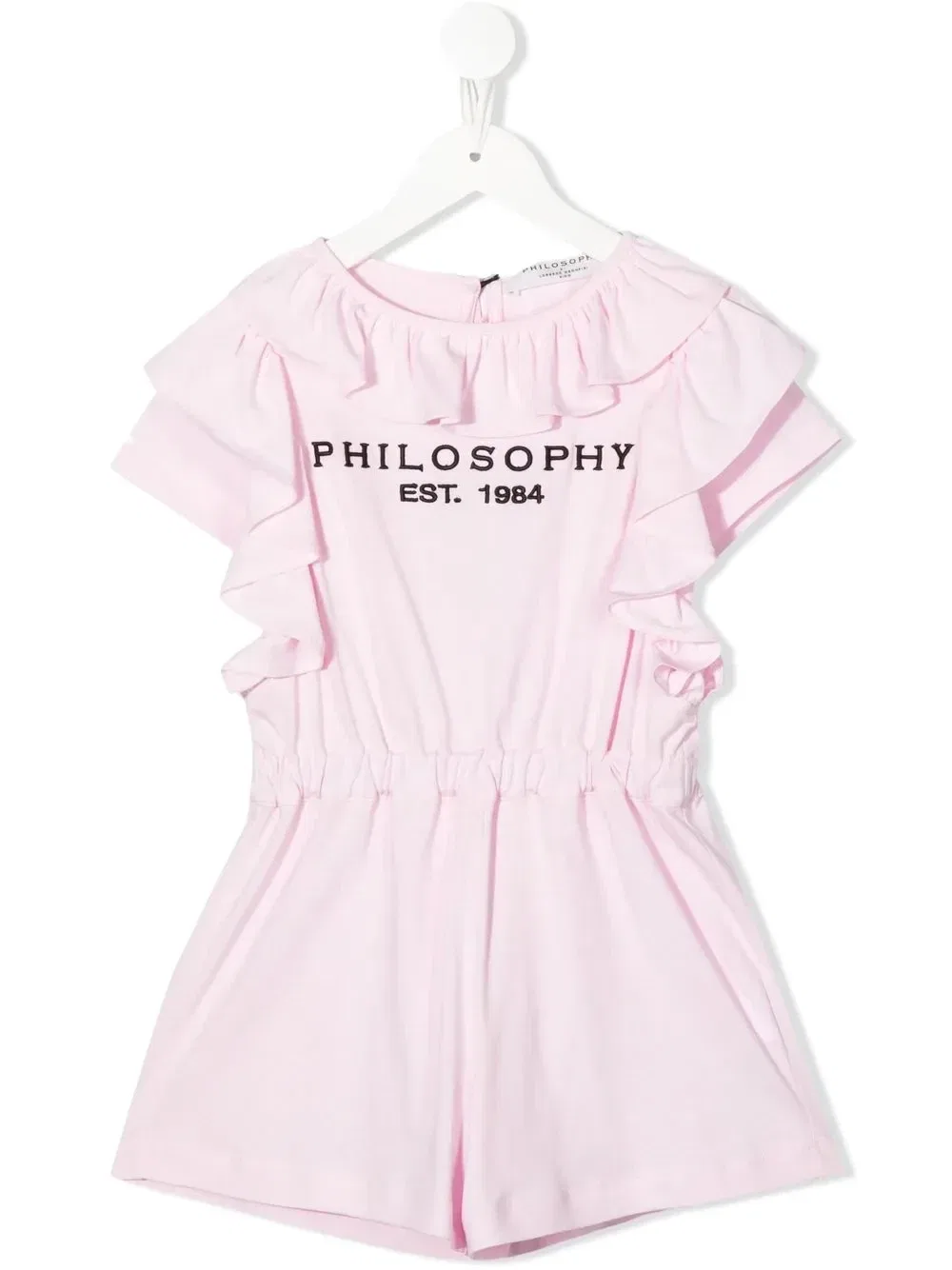 Ромпер с вышитым логотипом и оборками Philosophy Di Lorenzo Serafini Kids, розовый