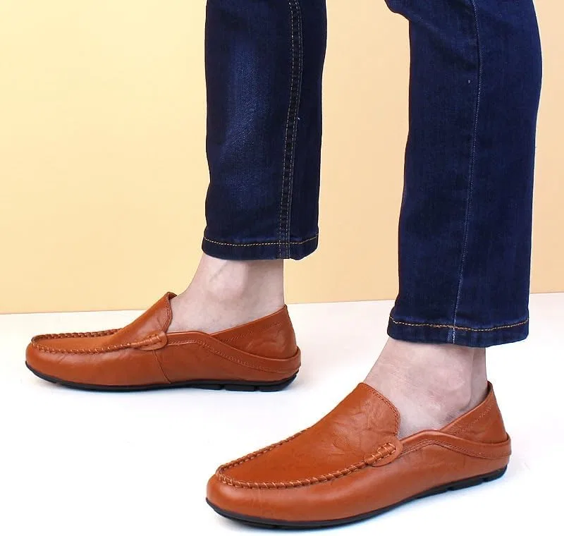 Лоферы мужские из искусственной кожи, модель Round Toe, красный/коричневый PUGHGAETZF — фото 2