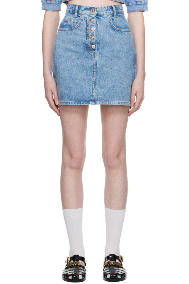 

Джиговая мини-юбка на пуговицах Moschino Jeans, синий