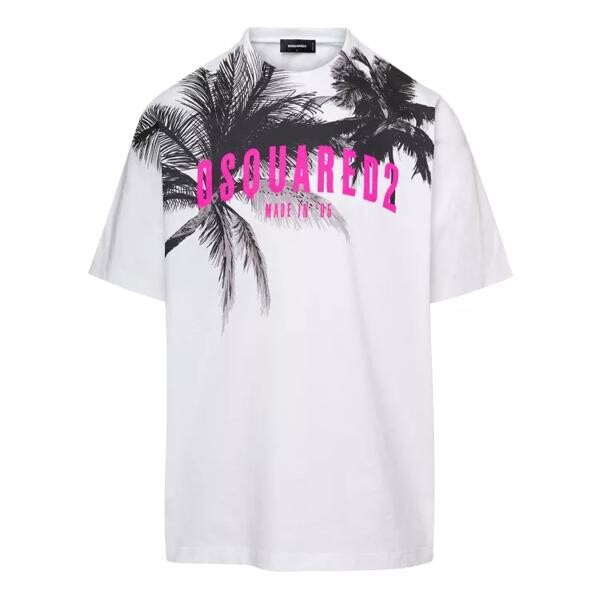 

Футболка crewneck t-shirt with palms logo print in co Dsquared2, белый