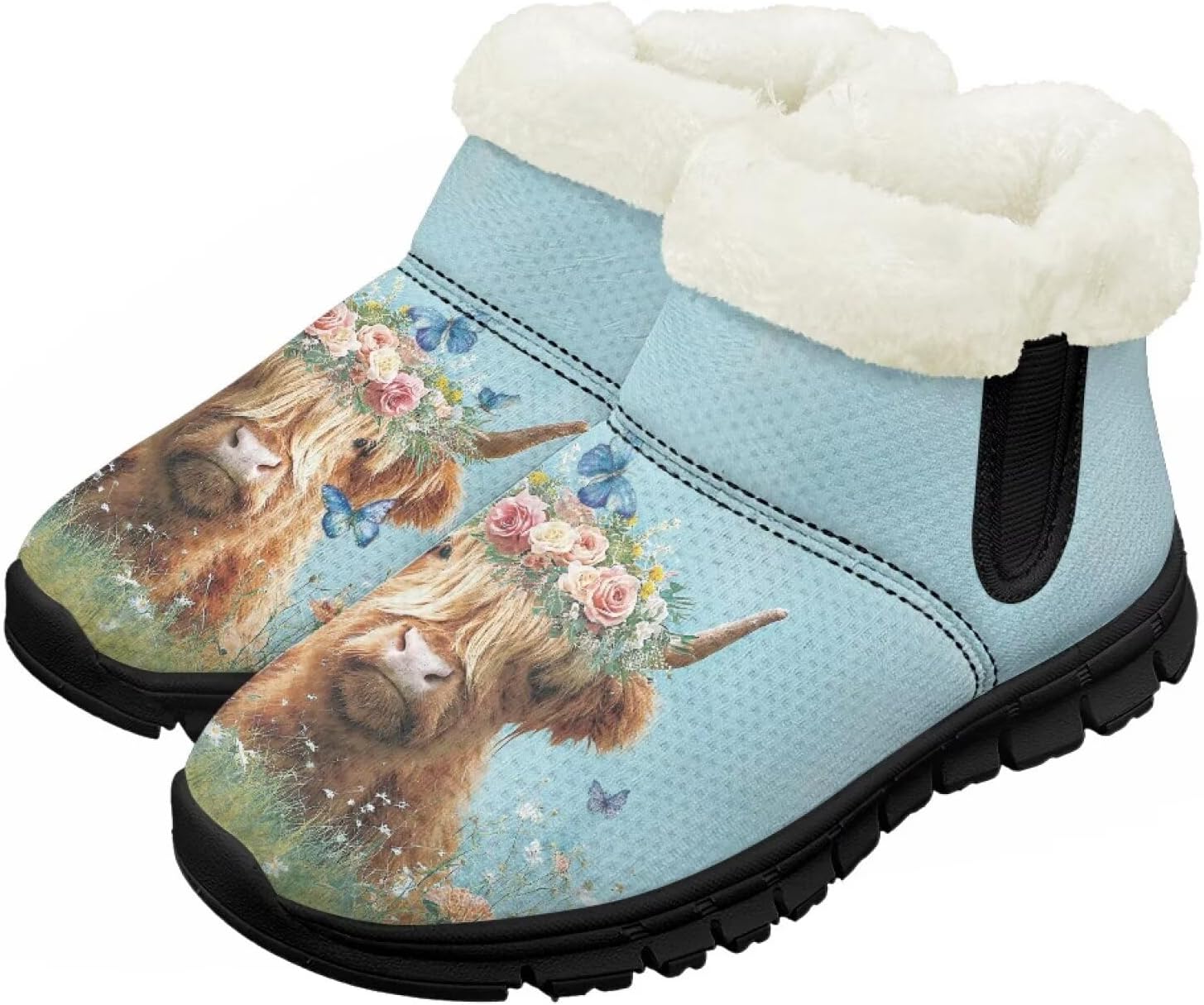 

Зимние ботинки Chririnla для девочек и мальчиков, детские зимние сапожки для малышей, теплые обувь с меховой подкладкой, модные ботильоны, обувь с нескользящей подошвой, Cute Highland Cow