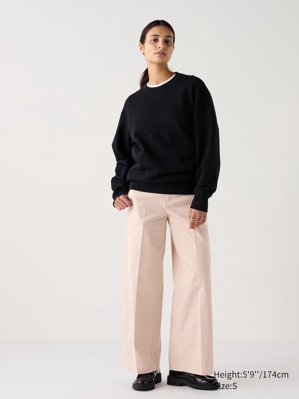 

Широкие брюки-чинос длинные Uniqlo, розовый
