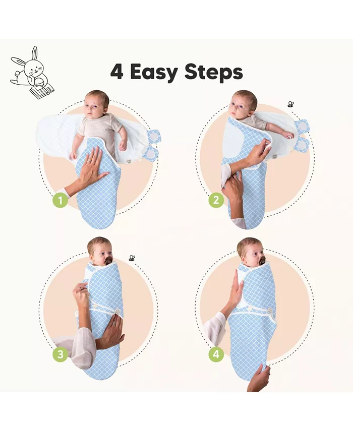 3pk Soothe Baby Swaddle, органические спальные мешки-пеленки для младенцев, спальный мешок-пеленка для новорожденных и малышей Keababies, серый — фото 3