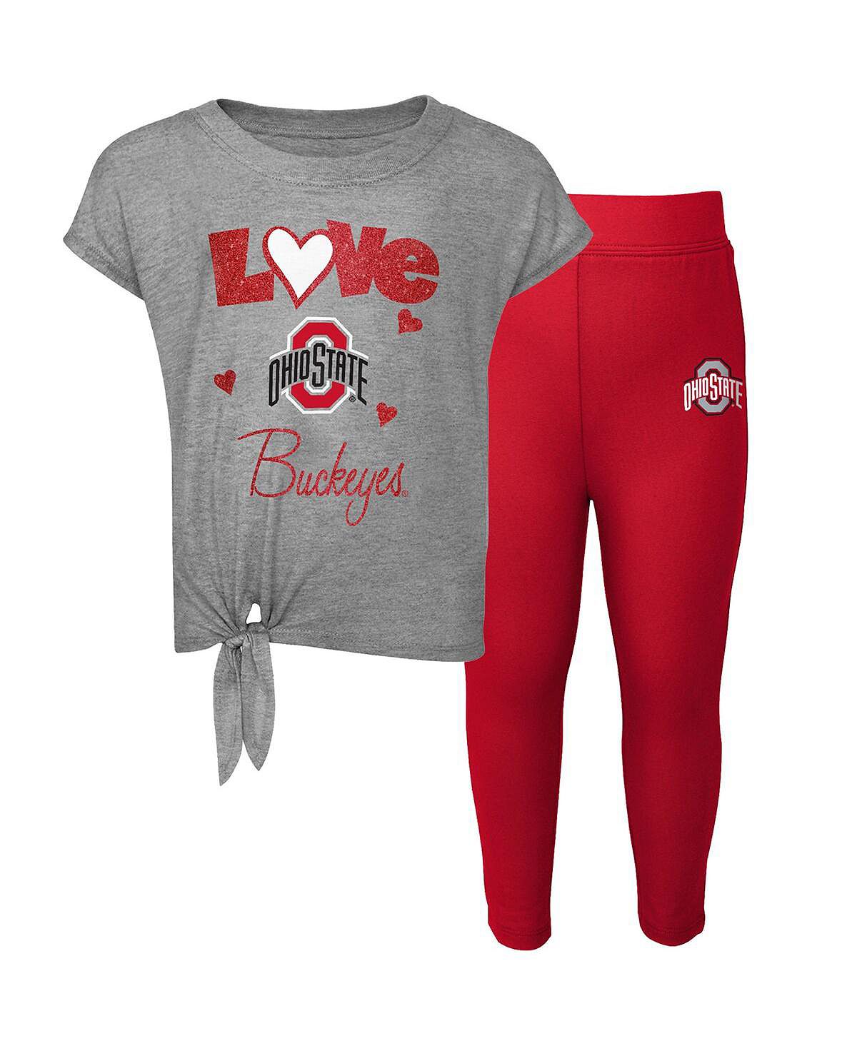 

Комплект из футболки и леггинсов с надписью «Heathered Grey, Scarlet Ohio State Buckeyes Forever Love» для мальчиков и девочек дошкольного и младшего возраста Outerstuff