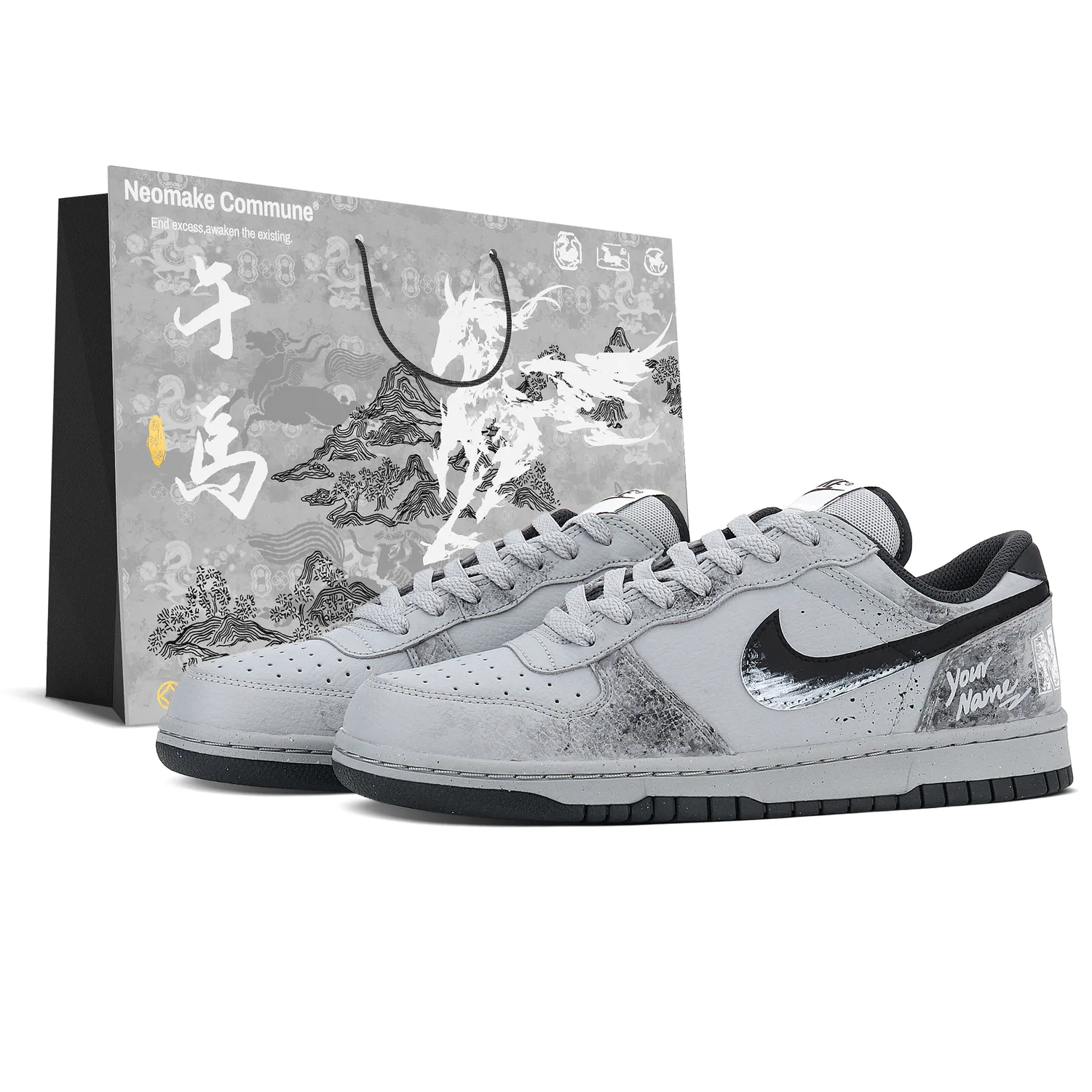Nike Кроссовки Big Low top Skateboard Shoes мужские Black Gray