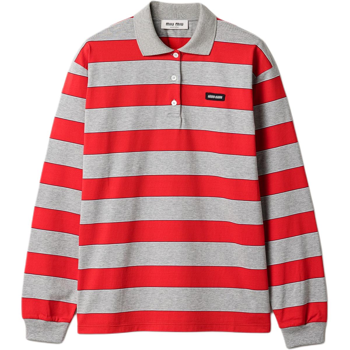 

Поло с длинным рукавом в полоску MIU MIU, red/серый