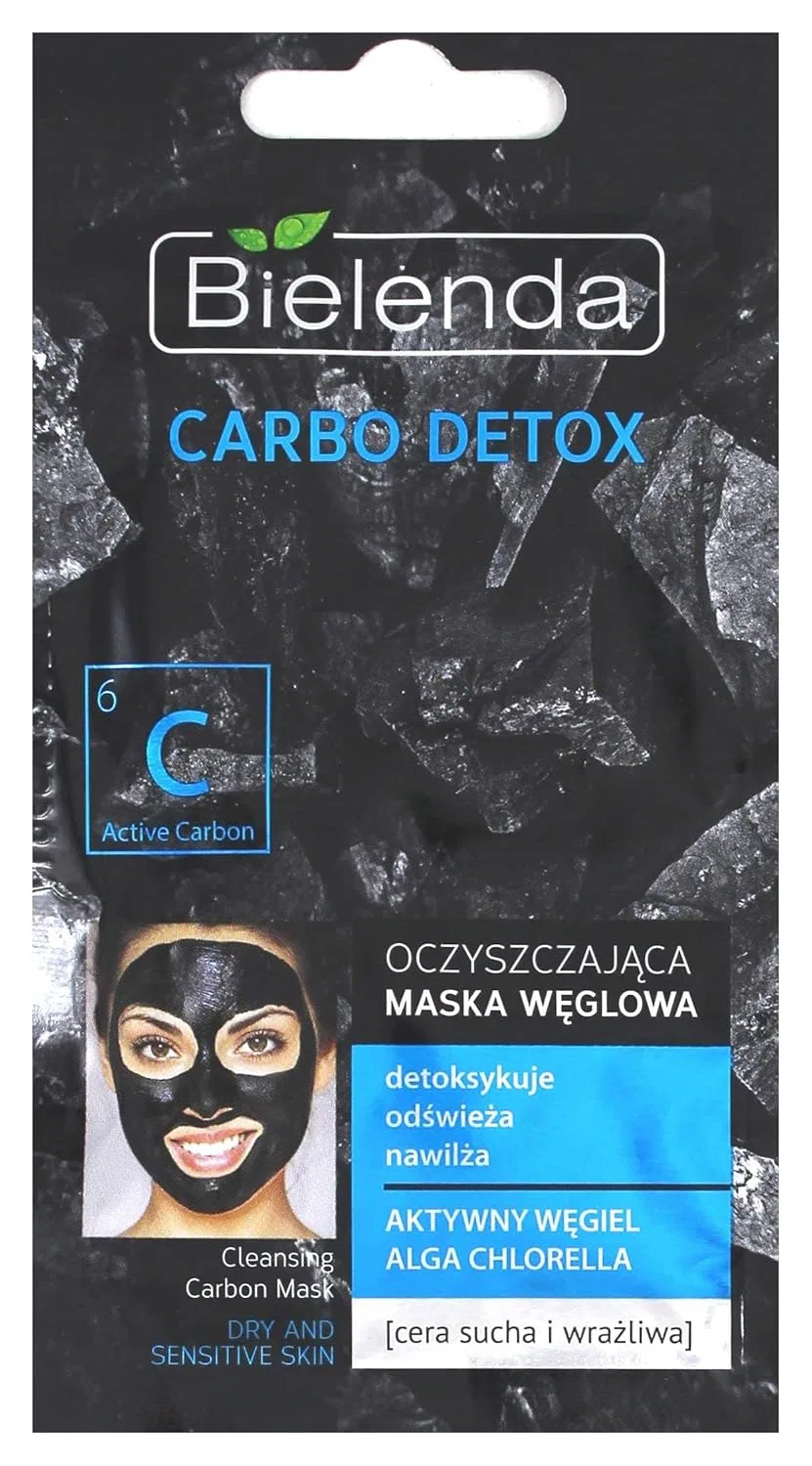 Маска для лица Bielenda — Carbo Detox с активированным углем для сухой и чувствительной кожи, 8 г