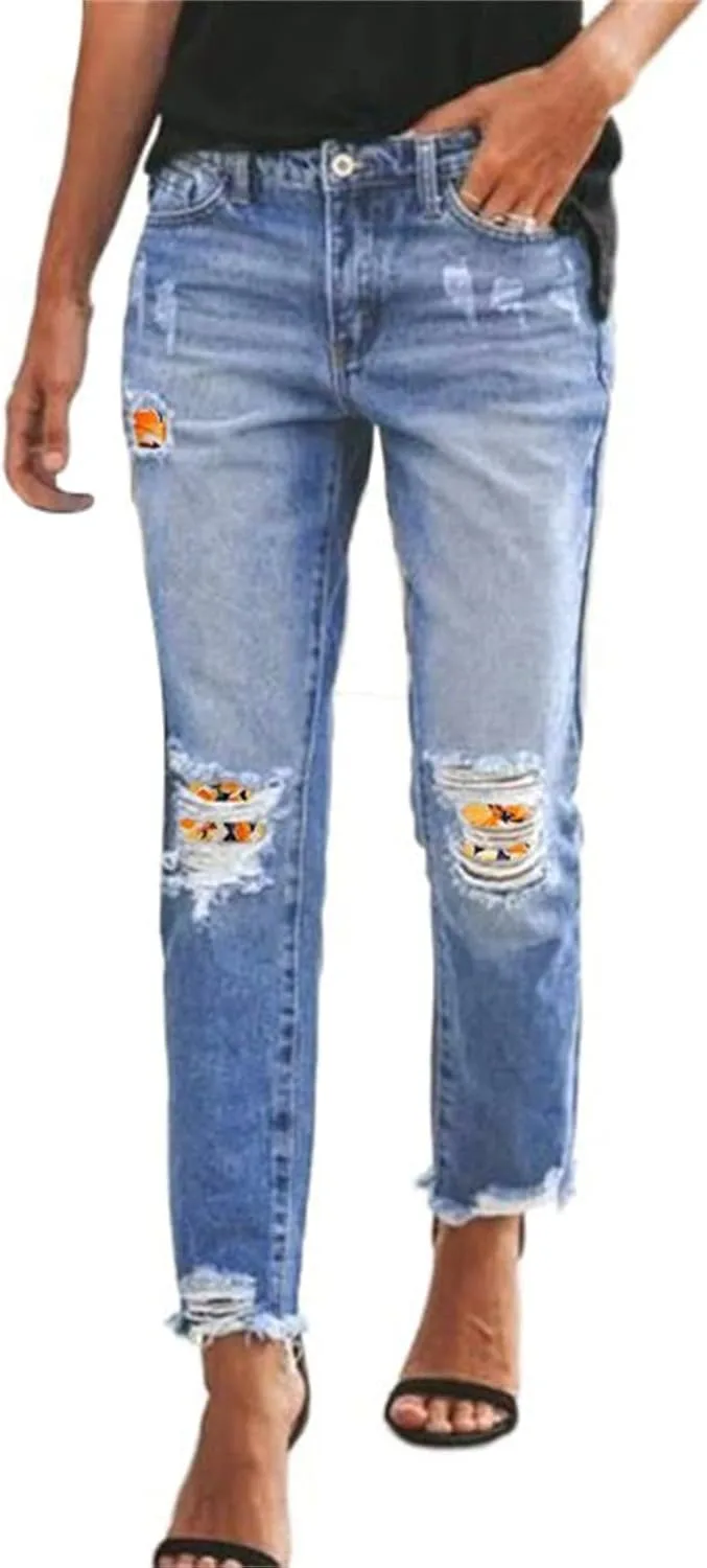 

Женские рваные джинсы Skinny Stretchy с карманами