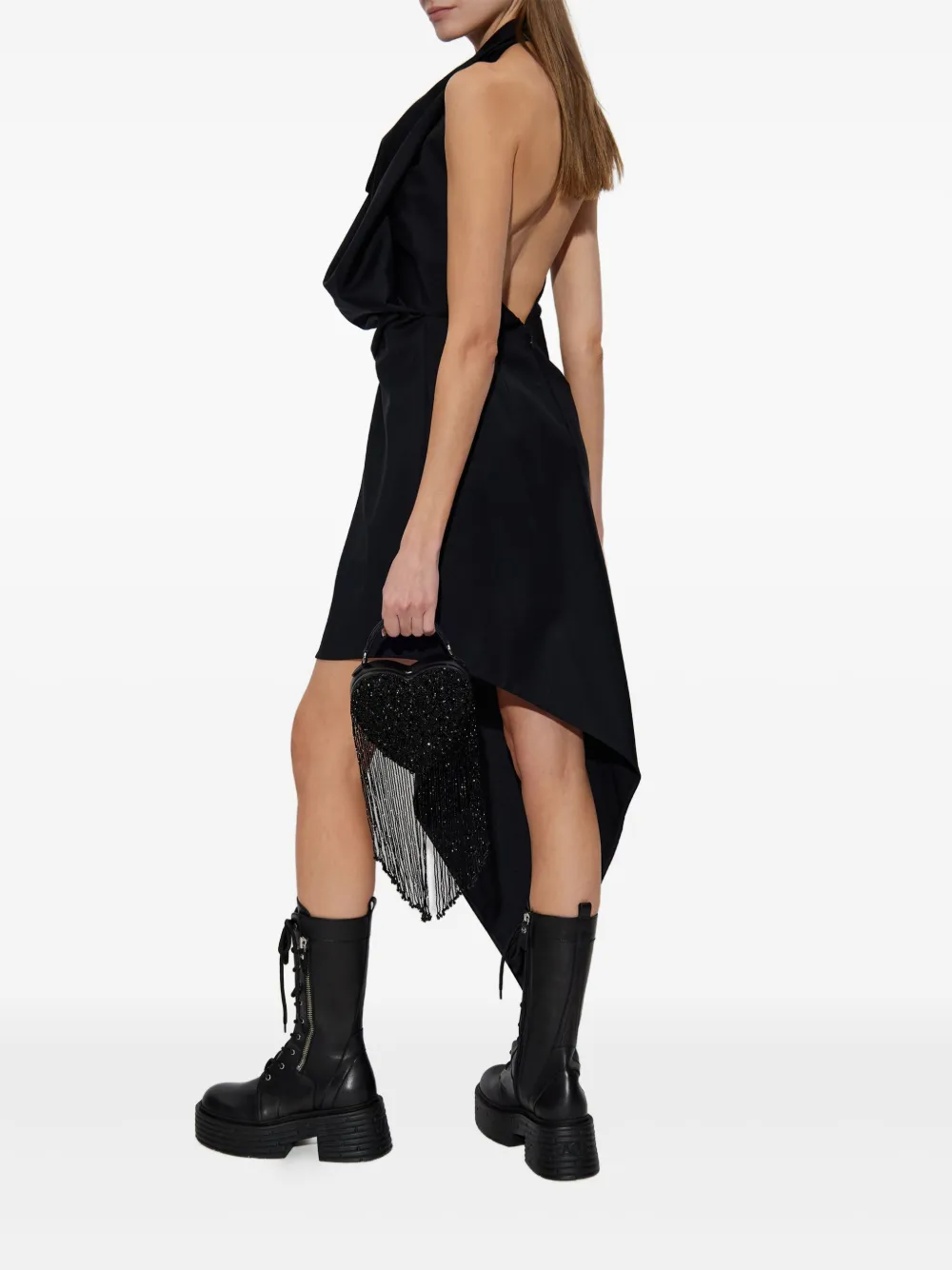 Платье мини асимметричного кроя с вырезом халтер Alexander Wang, черный — фото 4