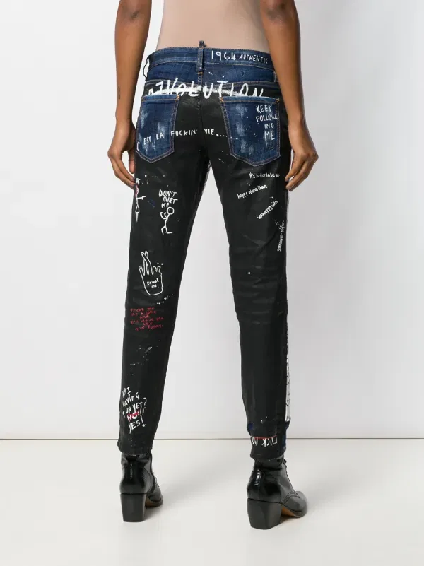 Джинсы с отпечатком рукописного текста Dsquared2, синий — фото 4
