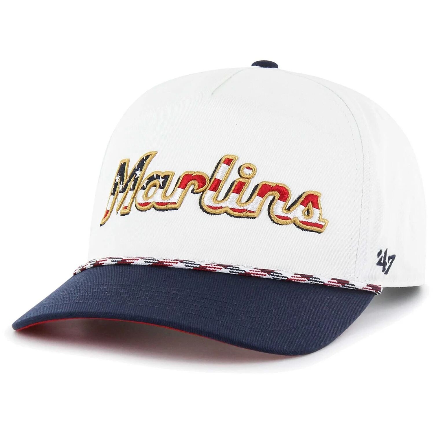 

Мужская белая регулируемая шляпа '47 Miami Marlins Flag Script Hitch