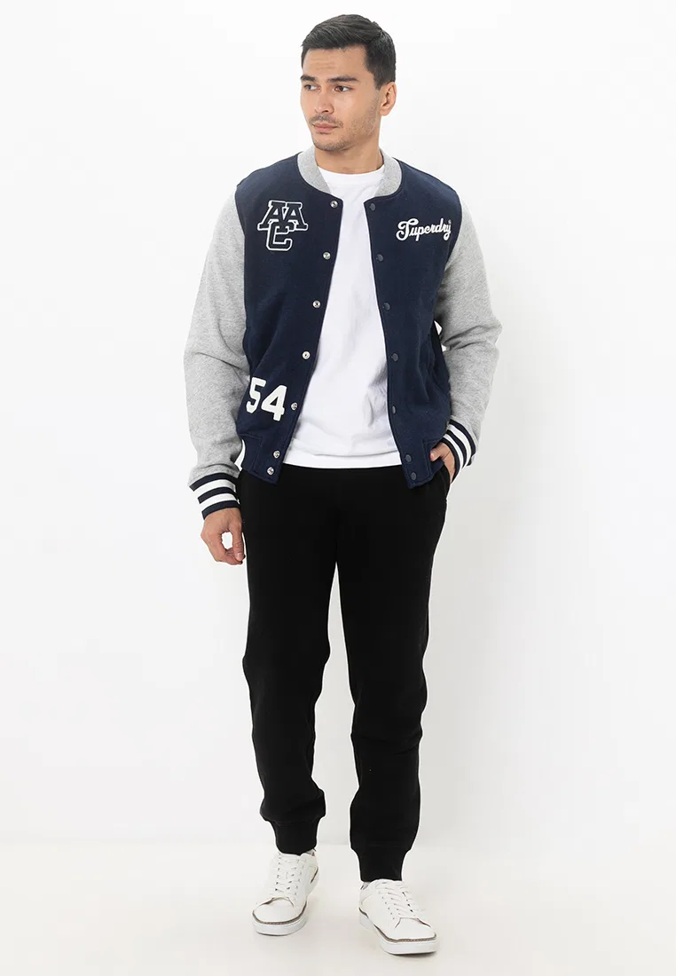 Куртка-бомбер мужская, винтажная, Collegiate Superdry, темно-синий/серый — фото 4