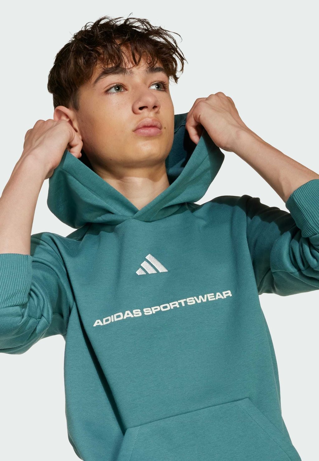 Толстовка SLOGAN con cappuccio Adidas Sportswear, цвет Preloved Teal — фото 4