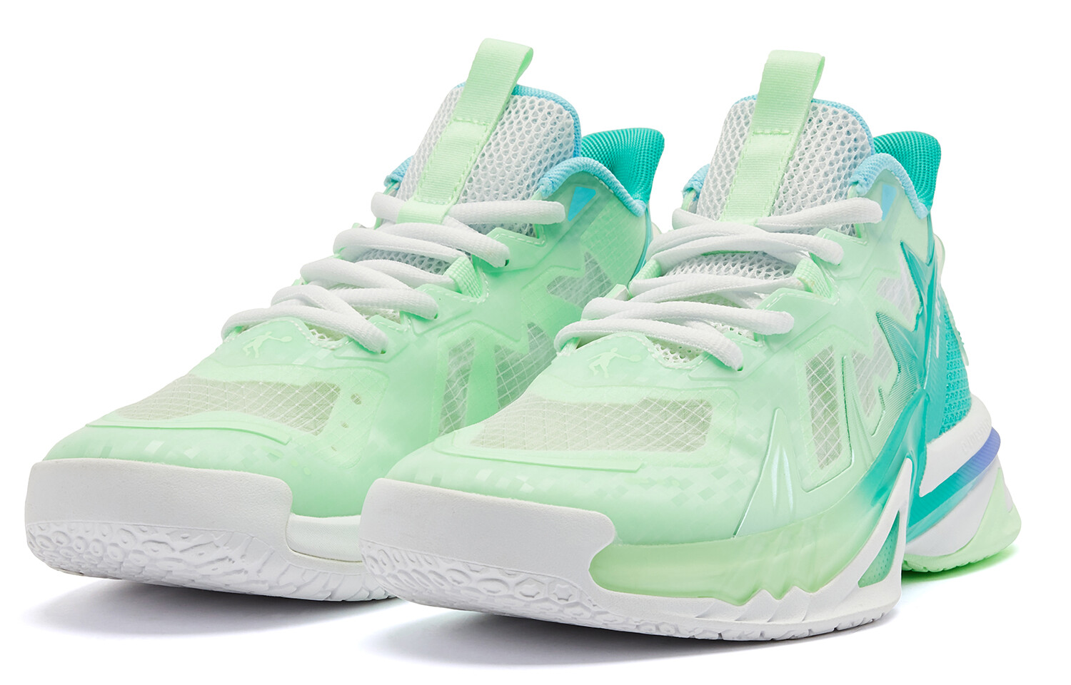Детские баскетбольные кроссовки GS Mid-top  White / Swim Green Qiaodan, светло-зеленый — фото 4