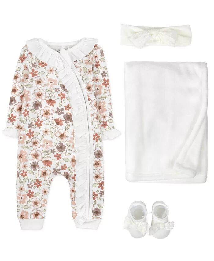 

Комбинезон для девочки с цветочным принтом, комплект из 4 предметов Baby Essentials