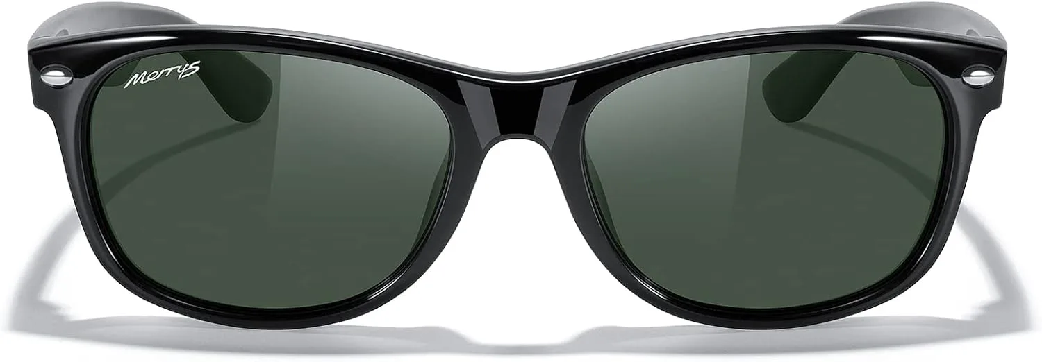 

Солнцезащитные очки MERRY'S Polarized Unisex Shades для мужчин и женщин, винтажные поляризованные солнцезащитные очки с зеркальными линзами, Black Frame/G15 Lens