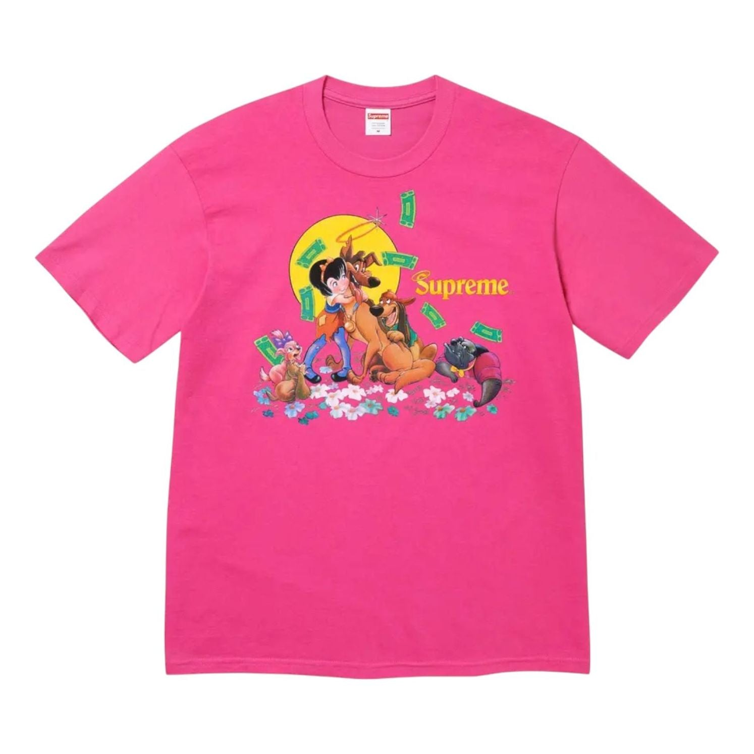 

Футболка Supreme All Dogs Go To Heaven, цвет «Фуксия»