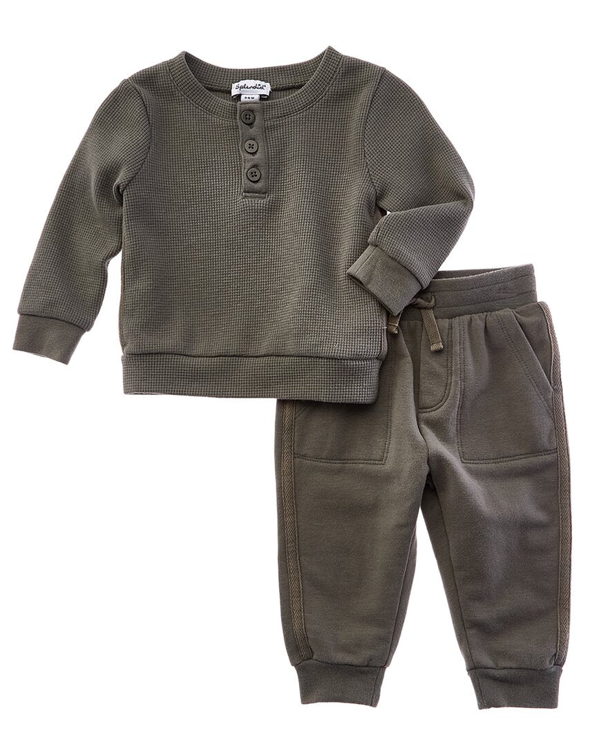 

Великолепный комплект из 2 предметов: термофутболка и спортивные штаны для приключений Splendid, оливковый