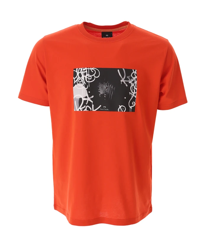 

Футболка с принтом зебры и граффити Ps By Paul Smith, красный
