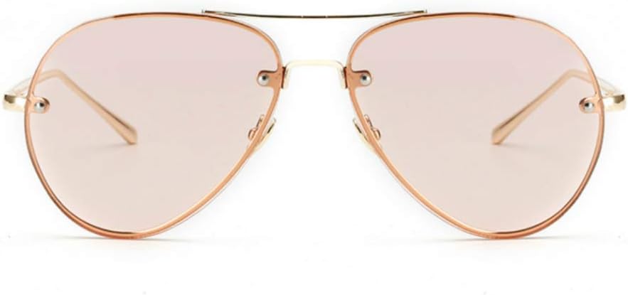 

Солнцезащитные очки-авиаторы с двойной перемычкой и металлическими оправами для женщин и мужчин, защита от УФ-излучения UV400, модный дизайн без оправы Zentavi, Tinted Pink