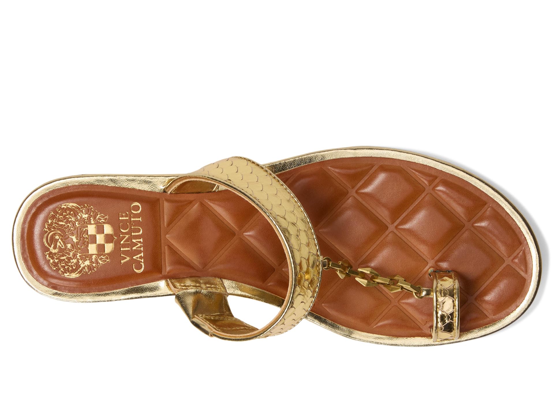 Сандалии Vince Camuto Lexiea Chain-Link Flat Sandal, цвет Grecian Gold — фото 2