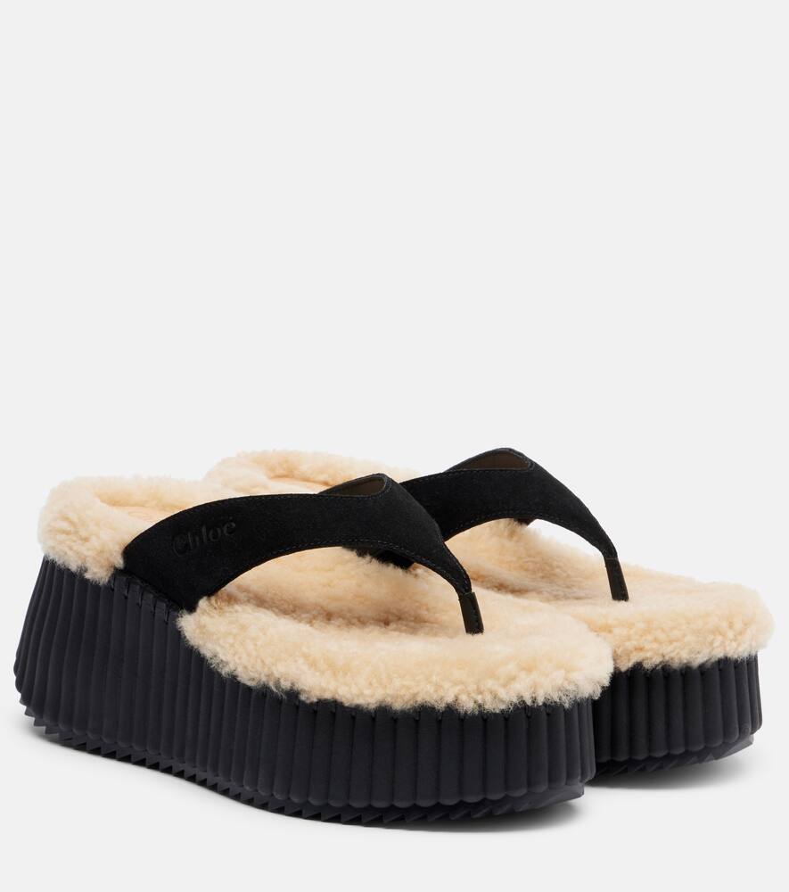 Повседневные сандалии на платформе Nama 80 из замши Chloé, Black