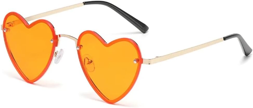 

Солнцезащитные очки с защитой UV400 | Без оправы, металлические линзы в форме сердца с градиентом | Для женщин и мужчин, для занятий спортом на открытом воздухе и вождения DSVIGF, Gold-orange