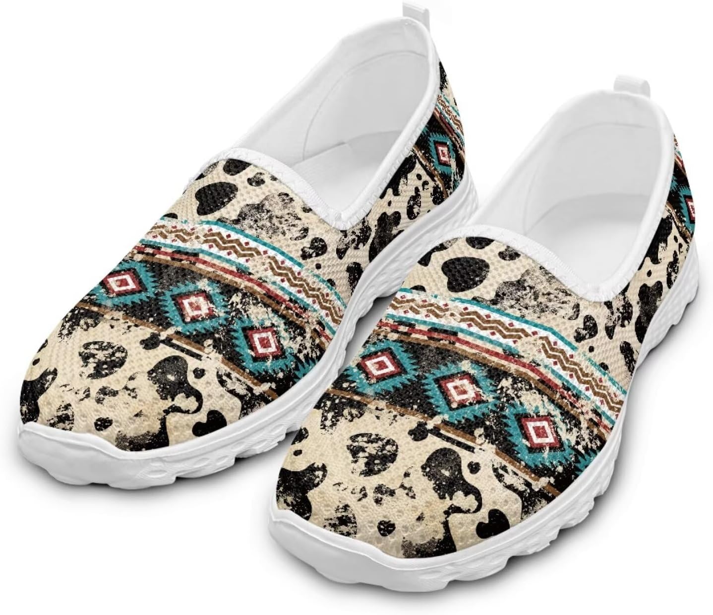 

Женские слипоны Howilath, удобные повседневные антискользящие спортивные туфли, модные лоферы без шнурков с подошвой из ЭВА, размеры 5.5-10.5, Aztec Cow Pattern