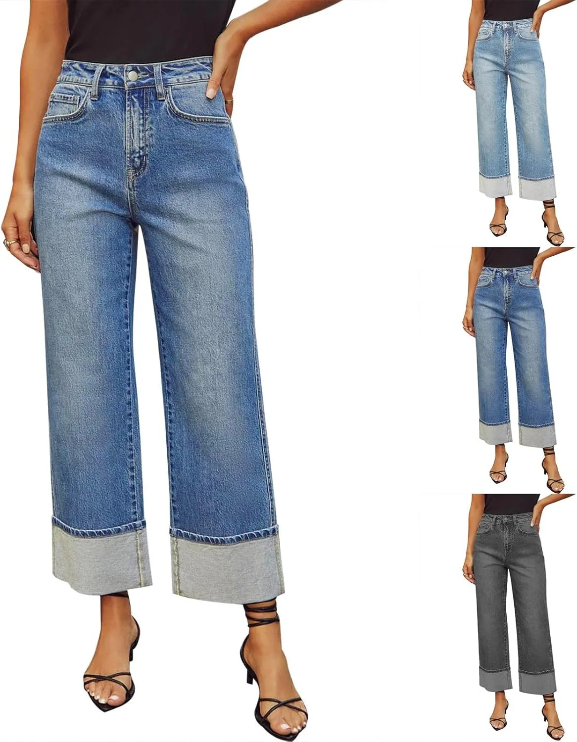 

Джинсы для женщин Wide Leg Baggy High Waist Boyfriends Straight Leg Trendy Stretchy uhnmki