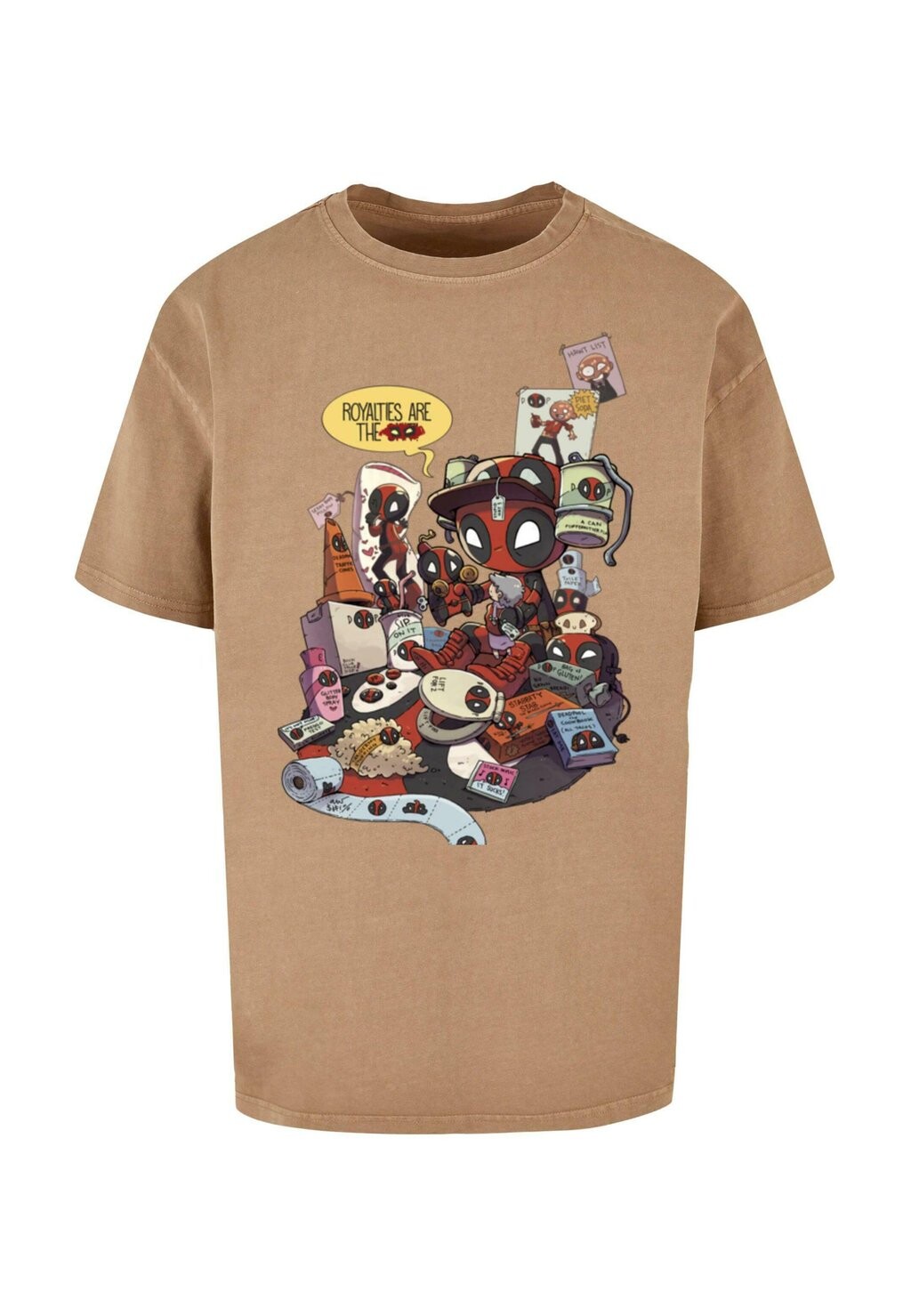

Футболка с принтом DEADPOOL MERCHANDISE ROYALTIES ABSOLUTE CULT, бежевый