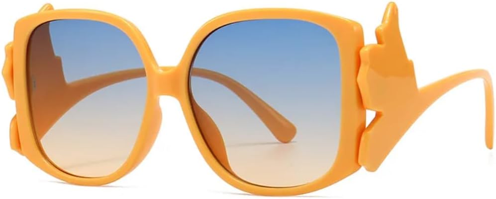 

Модные цветные квадратные солнцезащитные очки для женщин в стиле ретро с уникальными дужками, градиентные оттенки, защита от УФ-излучения UV400, трендовые очки для мужчин UATXTAU, Orange Blue Tea