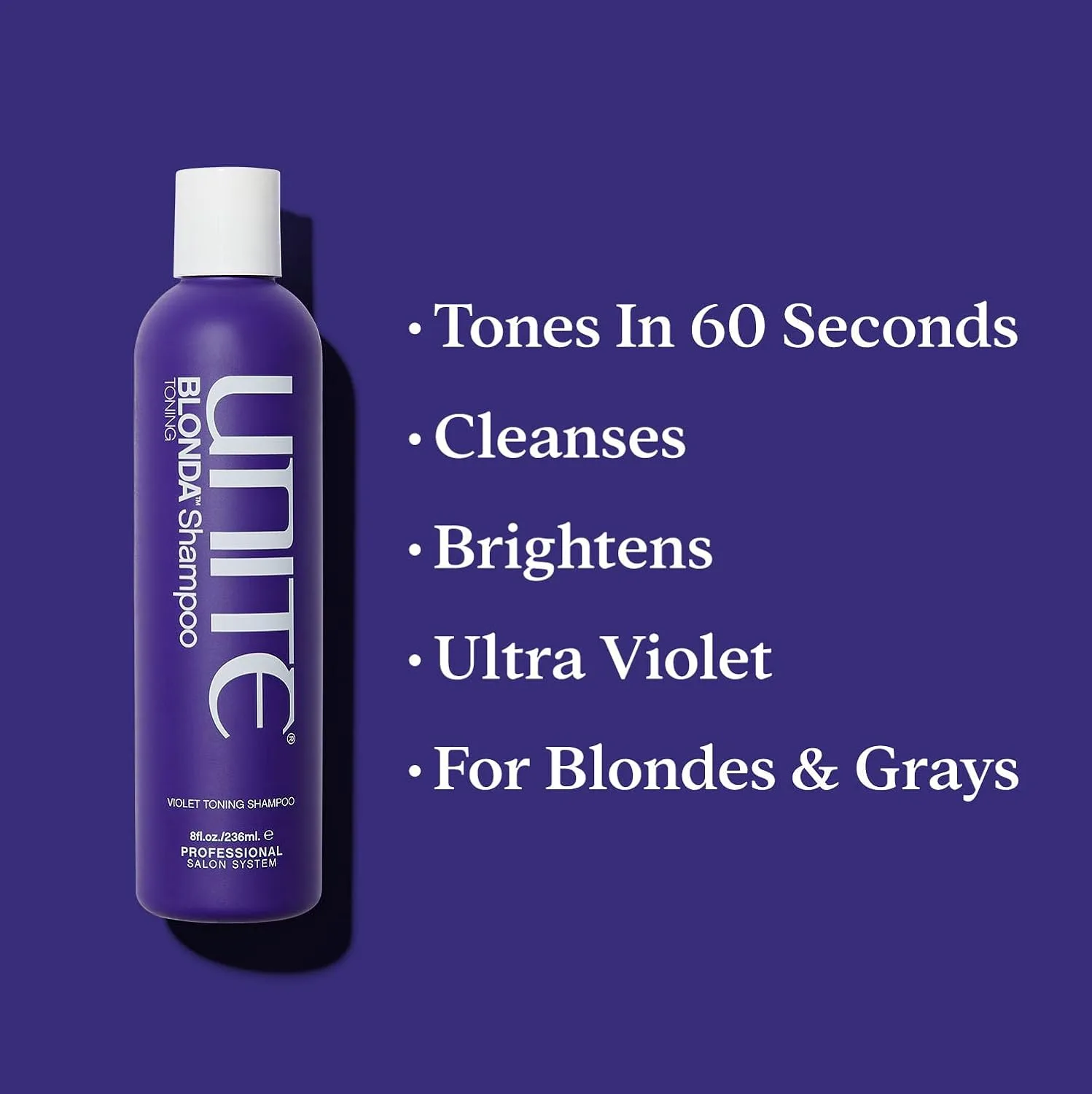 UNITE Hair - тонирующий шампунь BLONDA, ежедневный кондиционер и масло BLONDA - нейтрализует желтизну, восстанавливает и придает блеск - для блонда - 236 мл, 236 мл и 125 мл, Purple — фото 2