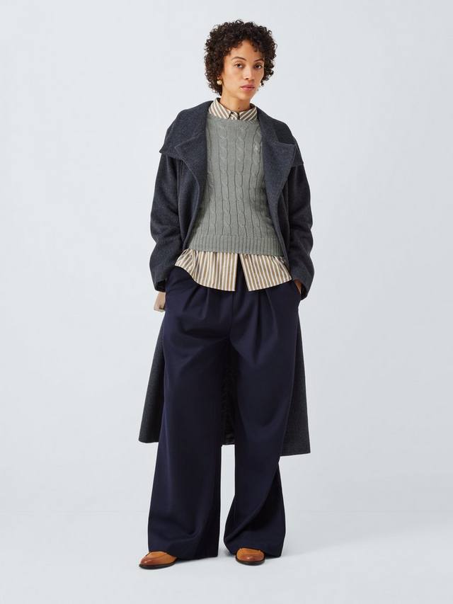 Поло свитер с кабельной вязкой и круглым вырезом Ralph Lauren, Grey — фото 3