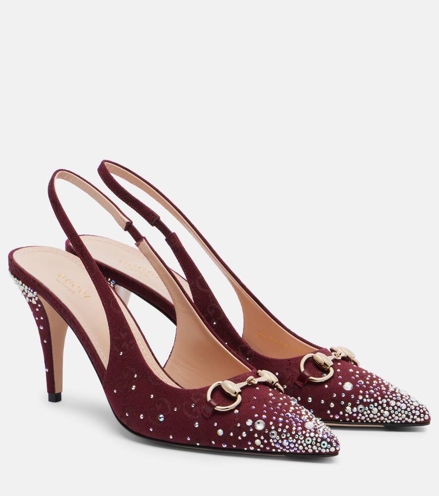 Туфли-лодочки Horsebit GG Canvas 85 на шпильке Gucci, Ro-A-R-A/CRY/C.Ab/R