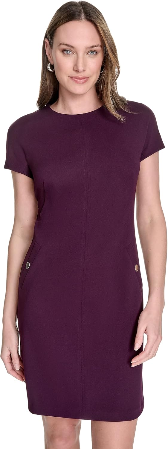 

Женское мини-платье Tommy Hilfiger с короткими рукавами и высоким воротом, Aubergine