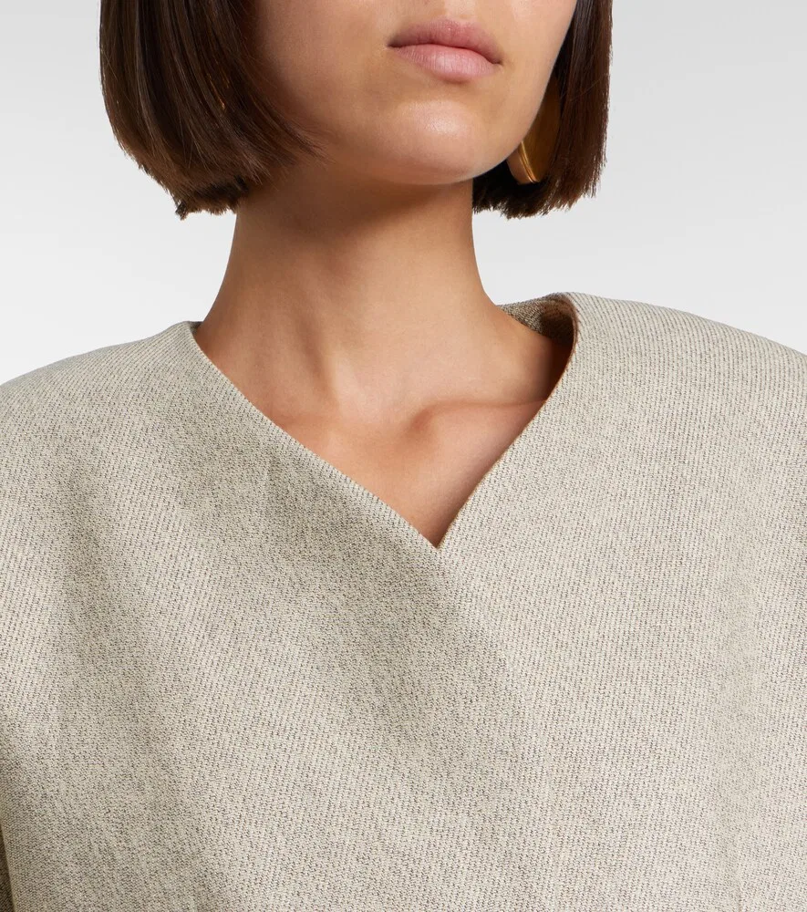 Куртка Ovalo из хлопка и льна Jacquemus, бежевый — фото 3