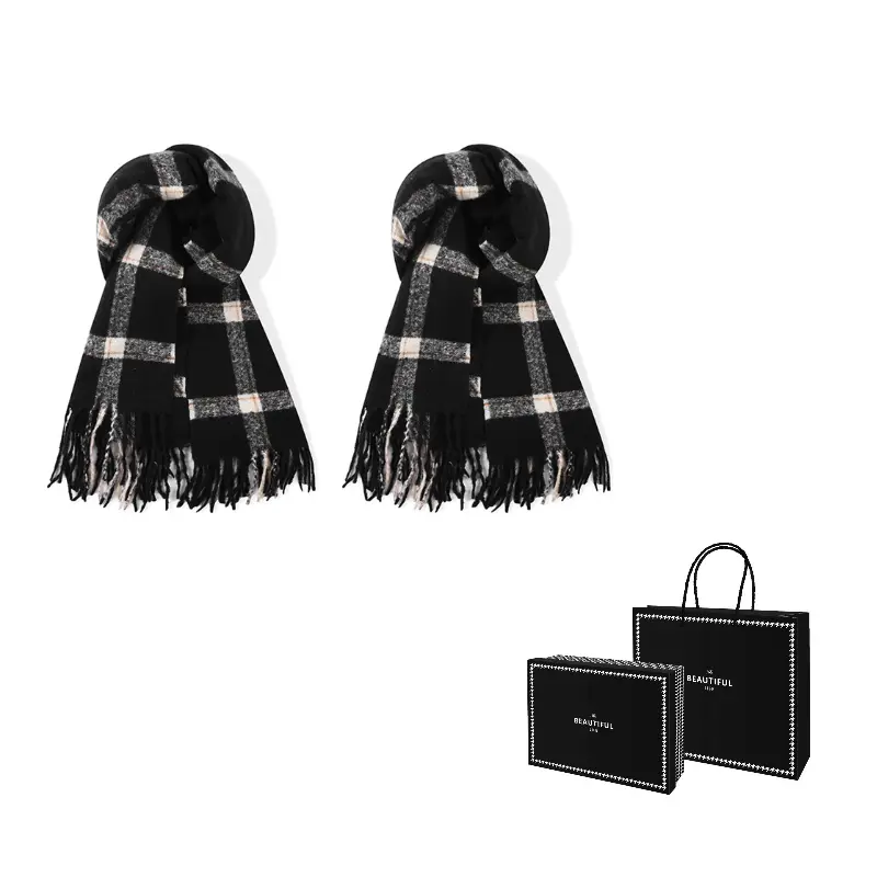 

Вязаный шарф унисекс J W, 2 pack (черный+черный)