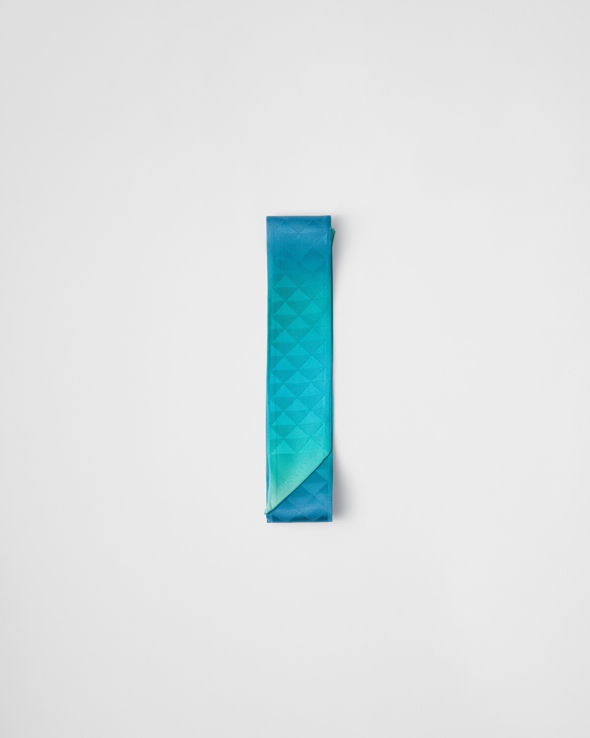 

Узкий шарф из шелкового твила с принтом Prada, бирюзовый