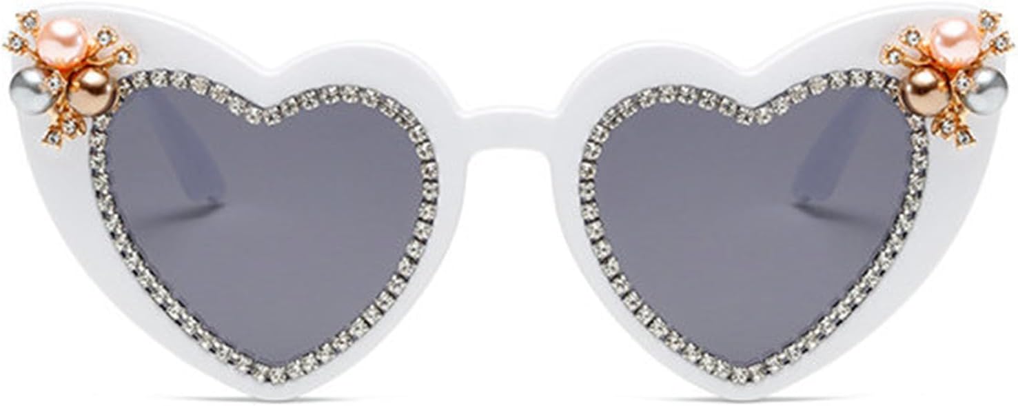 

Солнцезащитные очки Willochra в форме сердца со стразами для женщин. Солнцезащитные очки в форме сердца со стразами. Солнцезащитные очки, украшенные драгоценными камнями. Очки в форме сердца, White