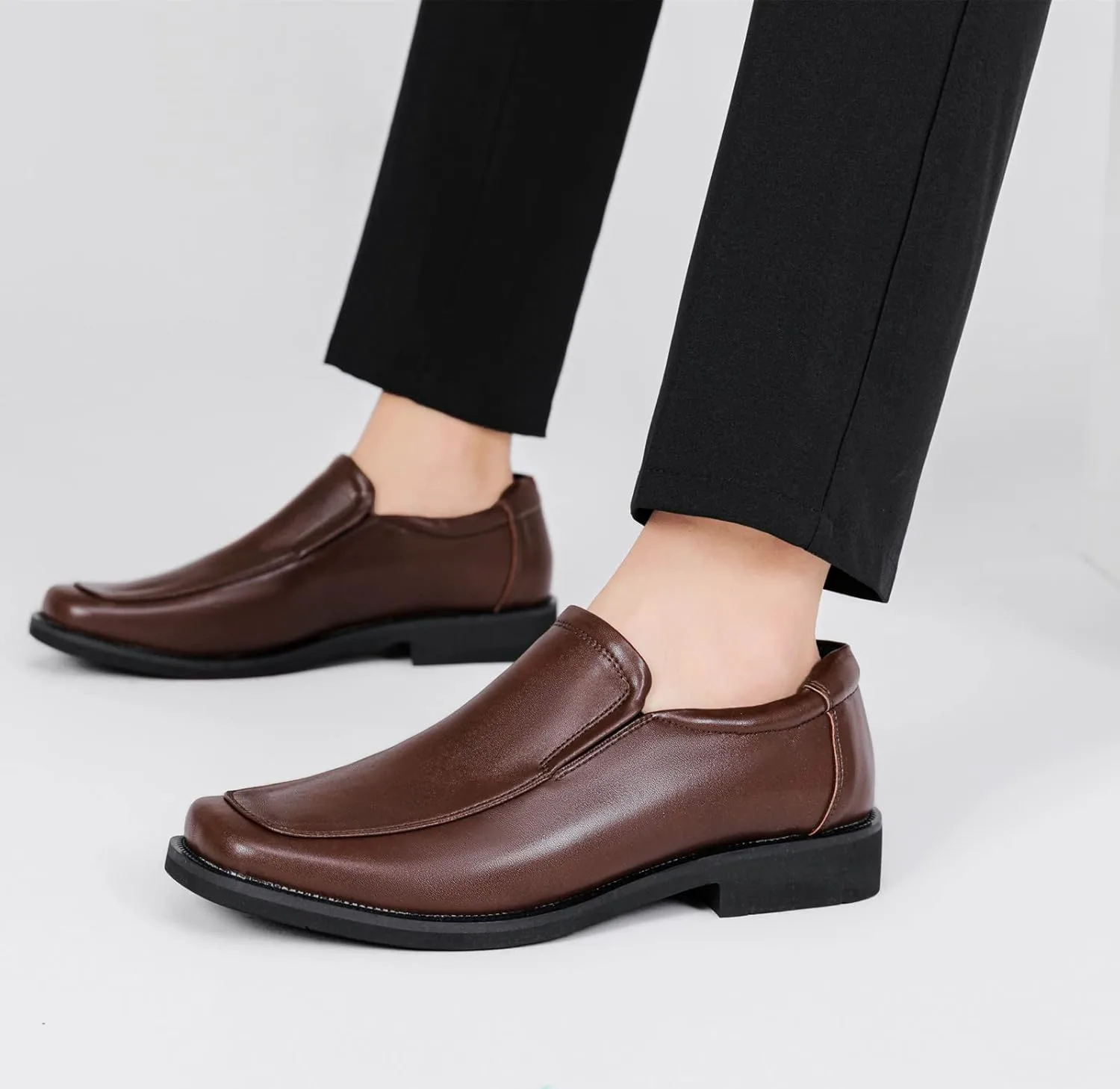 Men's Classic Oxford Shoes - Genuine Leather Lined Slip-On Casual Dress Shoes for Formal and Everyday Wear Zentavi, коричневый — фото 2