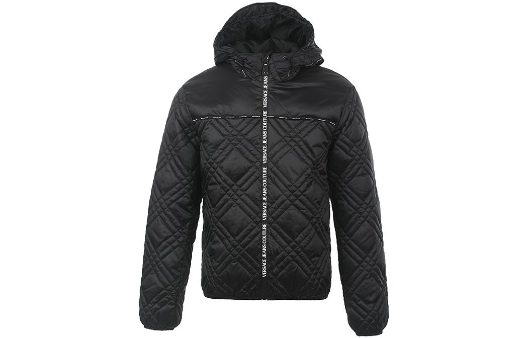 

VERSACE JEANS COUTURE Стеганое пальто с логотипом на ремне, Black