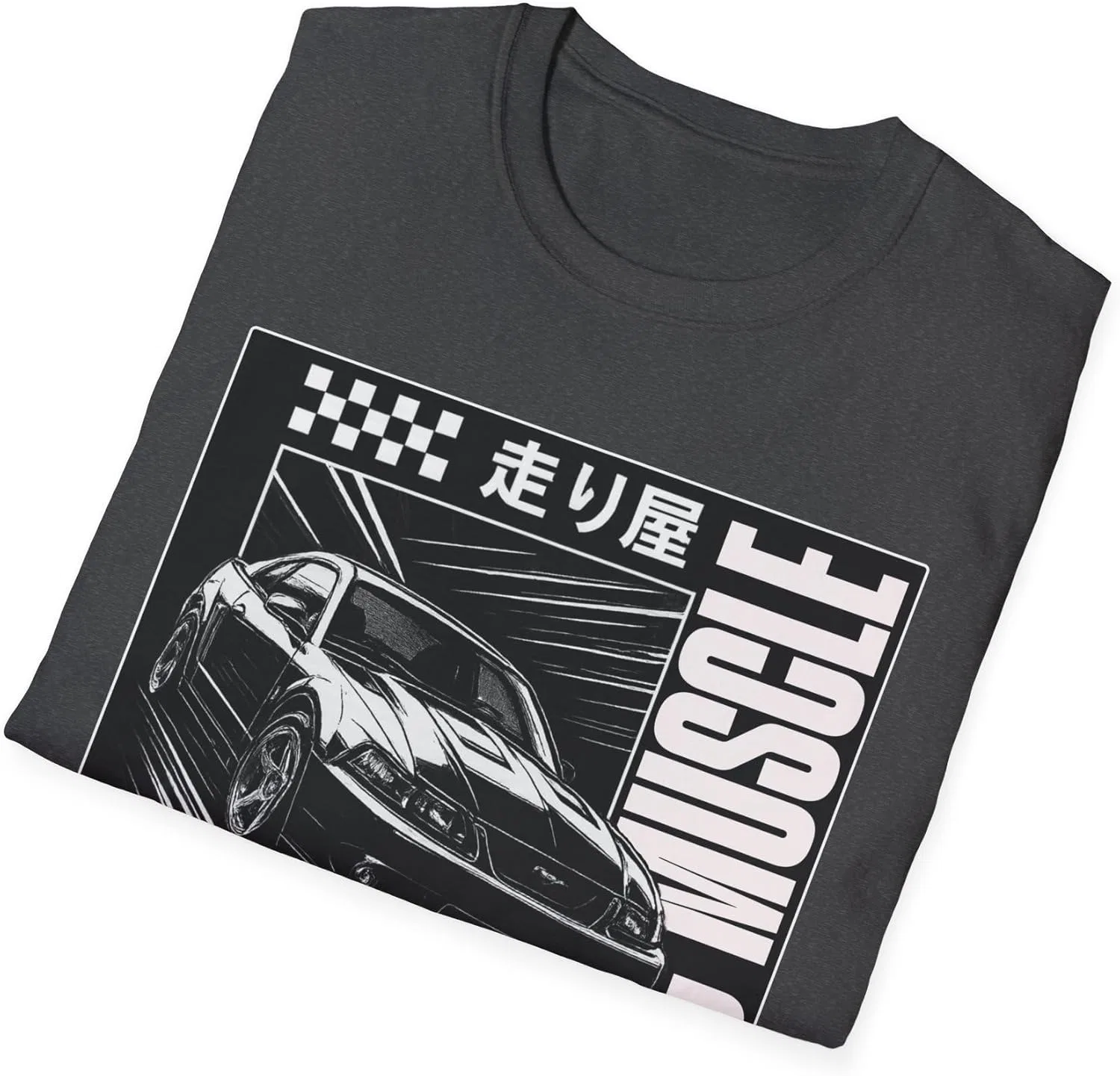 Футболка Vintage Graphic Muscle Car | Подарок для любителя классики, футболка для женщин и мужчин, футболка в стиле ретро-аниме GENERIC, Dark Heather — фото 3