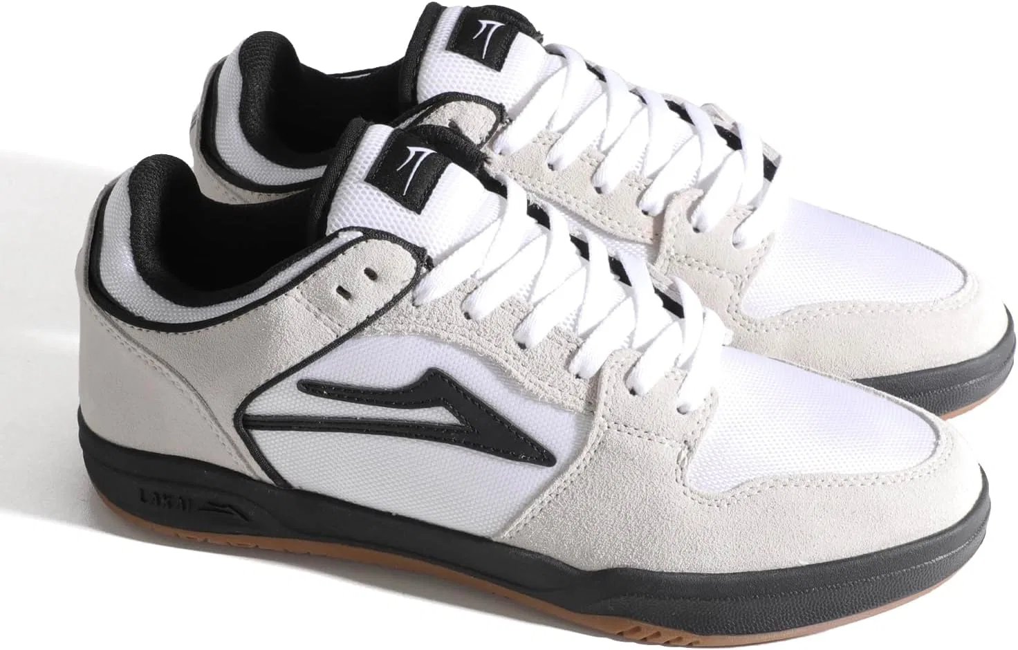 Мужские скейтбордистские кроссовки Lakai Cardiff - дышащие повседневные кроссовки, White Suede Cordura Black — фото 3